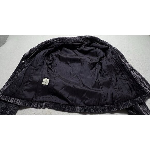 CARACTERE Women Velvet Jacket Blazer Size 6 Purple Lined Floral Collared 35-7 - Picture 14 of 14